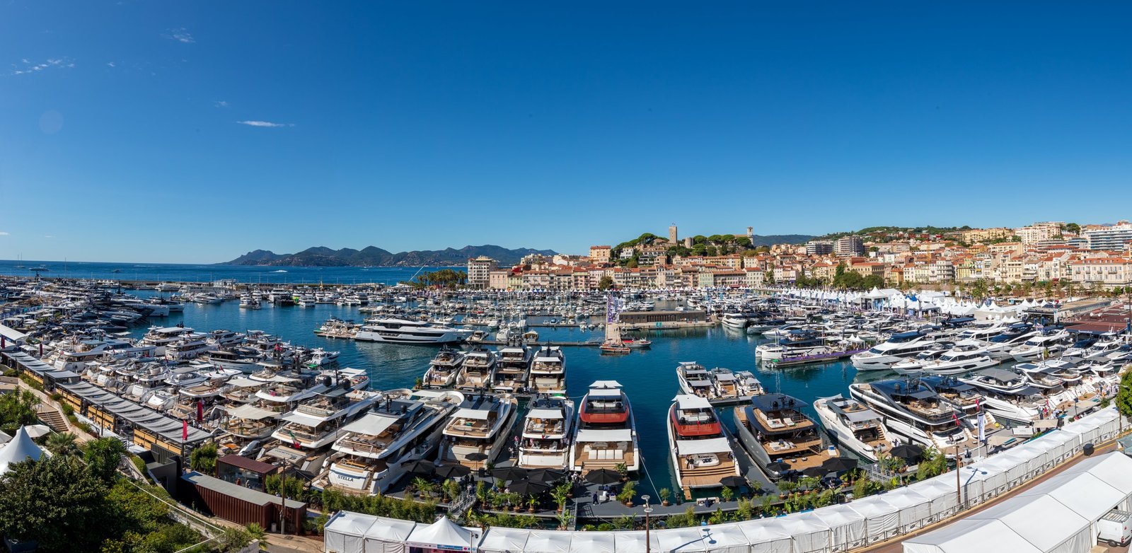 Cannes harbour full of yachts during the Cannes Yachting Festival